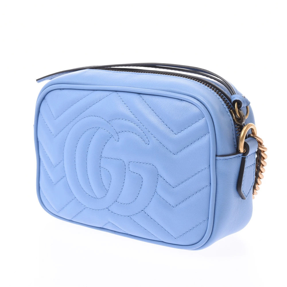Gucci Bag Calfskin GG Blue Shoulder Marmont Blue